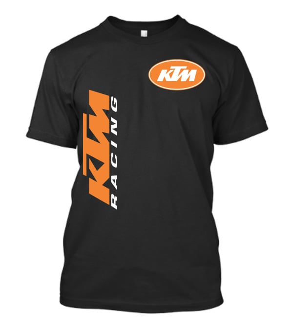Ktm Racing Logo And Badge On Black T-Shirt