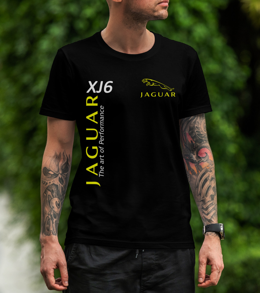 Jaguar Xj6 The Art Of Performance Yellow Logo Classic T-Shirt