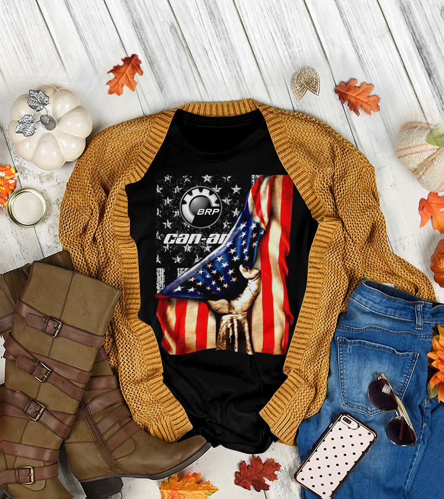 BRP Can-Am American Flag Stars and Stripes Fist T-Shirt