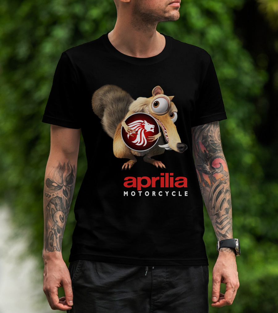 Aprilia Motorcycle Ice Age Scrat Lion T-Shirt