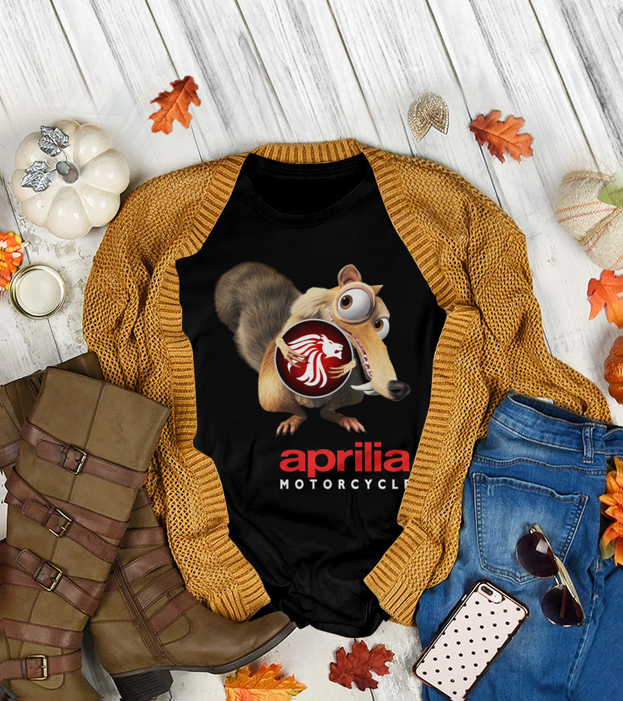 Aprilia Motorcycle Ice Age Scrat Lion T-Shirt