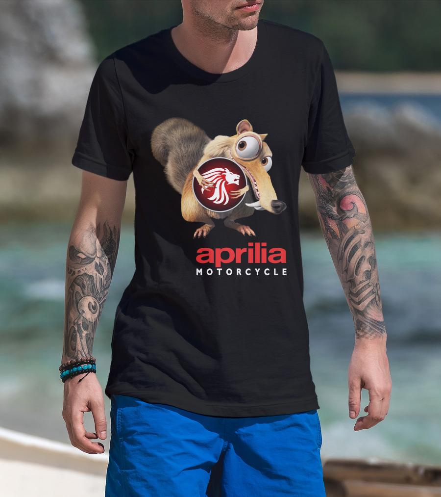 Aprilia Motorcycle Ice Age Scrat Lion T-Shirt
