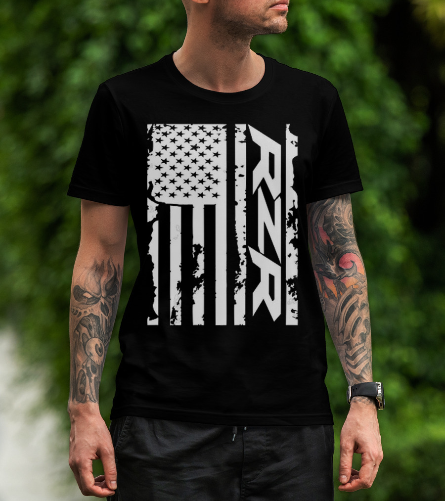 Rzr American Flag Distressed Style T-Shirt