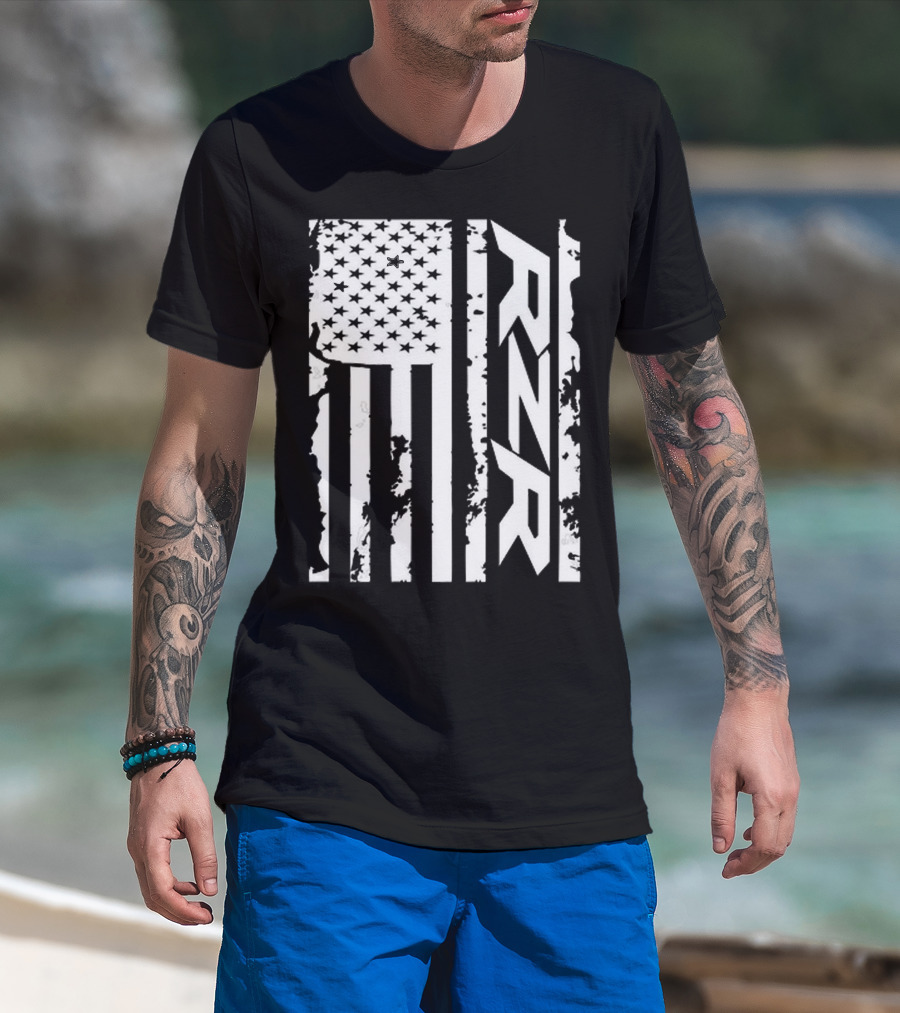 Rzr American Flag Distressed Style T-Shirt
