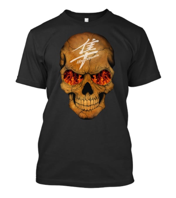 Flaming Skull Hayabusa Japanese Kanji Style T-Shirt