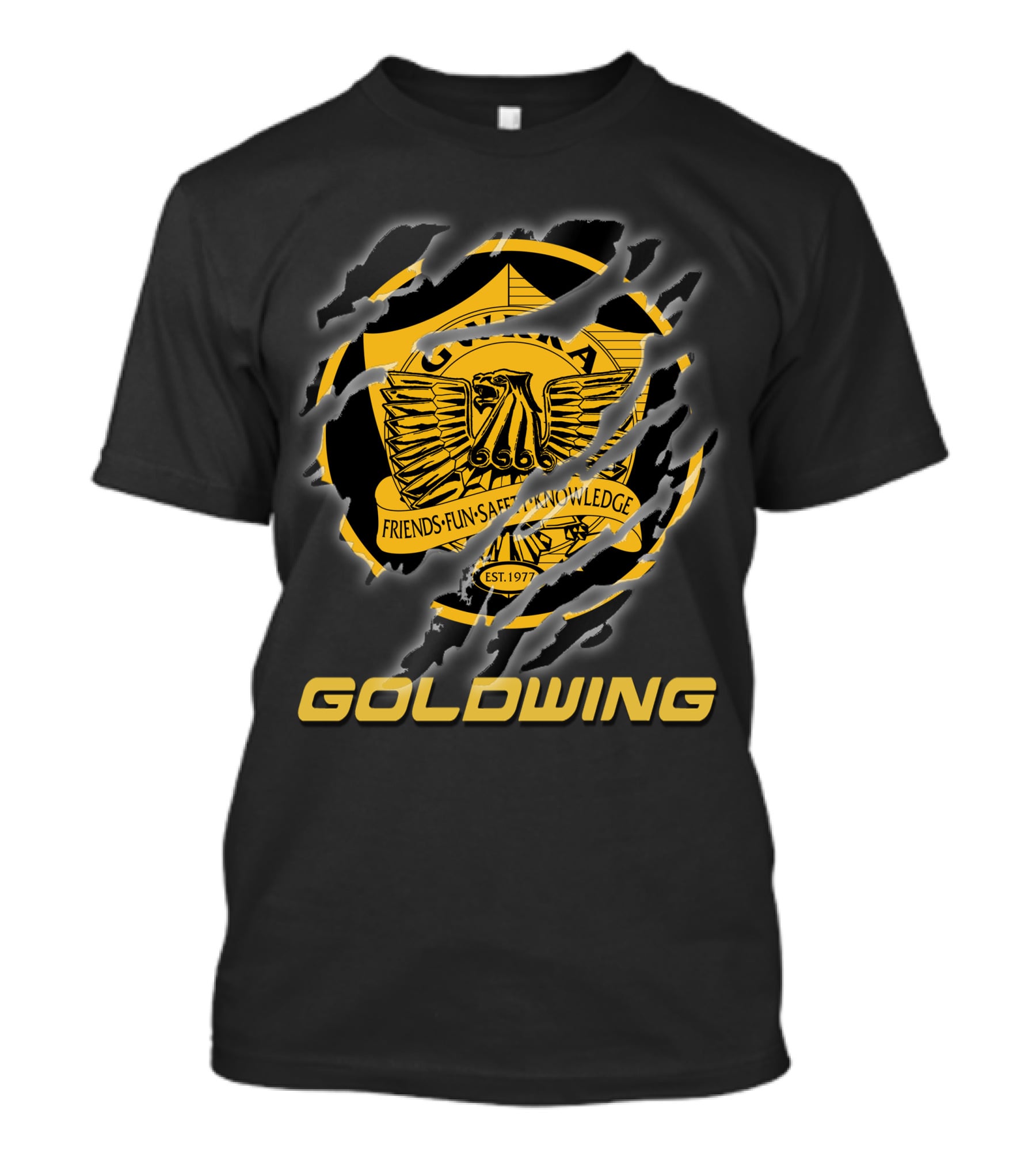 Goldwing Friends Fun Safety Knowledge Est 1977 Eagle T-Shirt