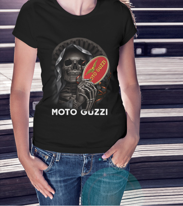 Moto Guzzi Skeleton Holding Red T-Shirt