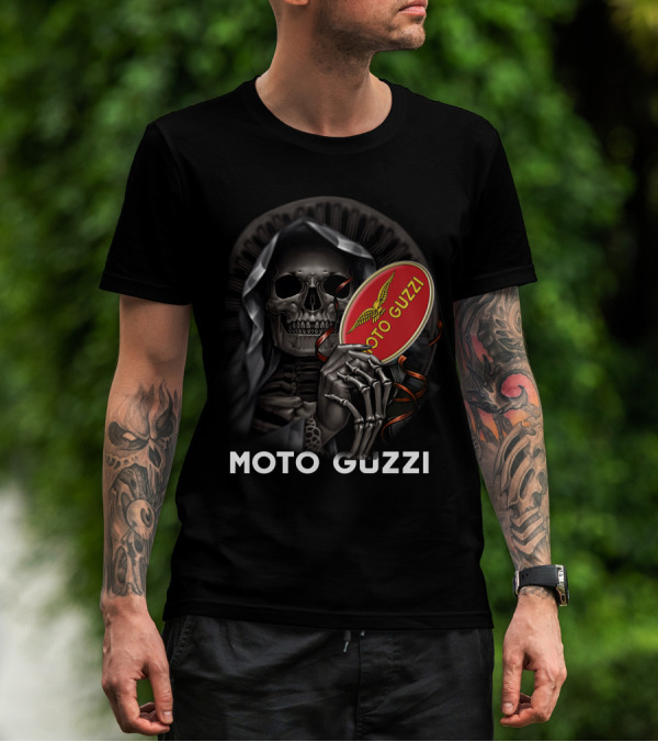 Moto Guzzi Skeleton Holding Red T-Shirt