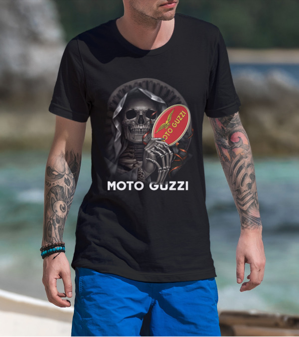 Moto Guzzi Skeleton Holding Red T-Shirt