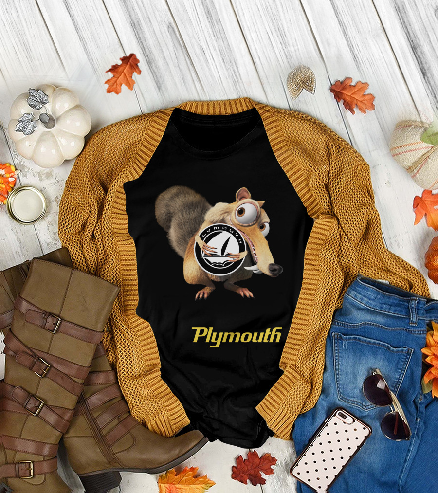 Plymouth Ice Age Character Holding T-Shirt