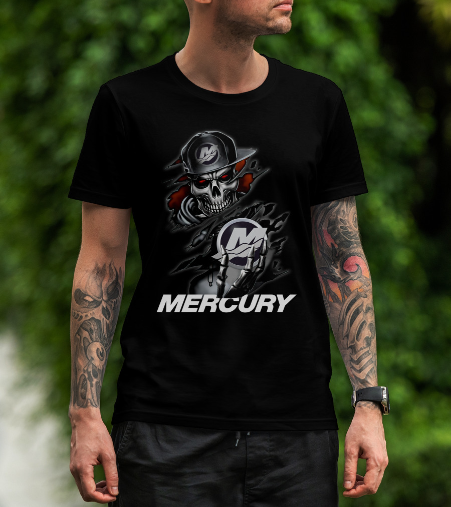 Mercury 05 Skull With Baseball Cap T-Shirt