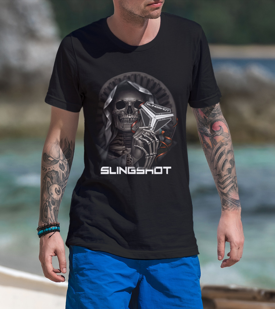 Slingshot Grim Reaper Holding Cube T-Shirt