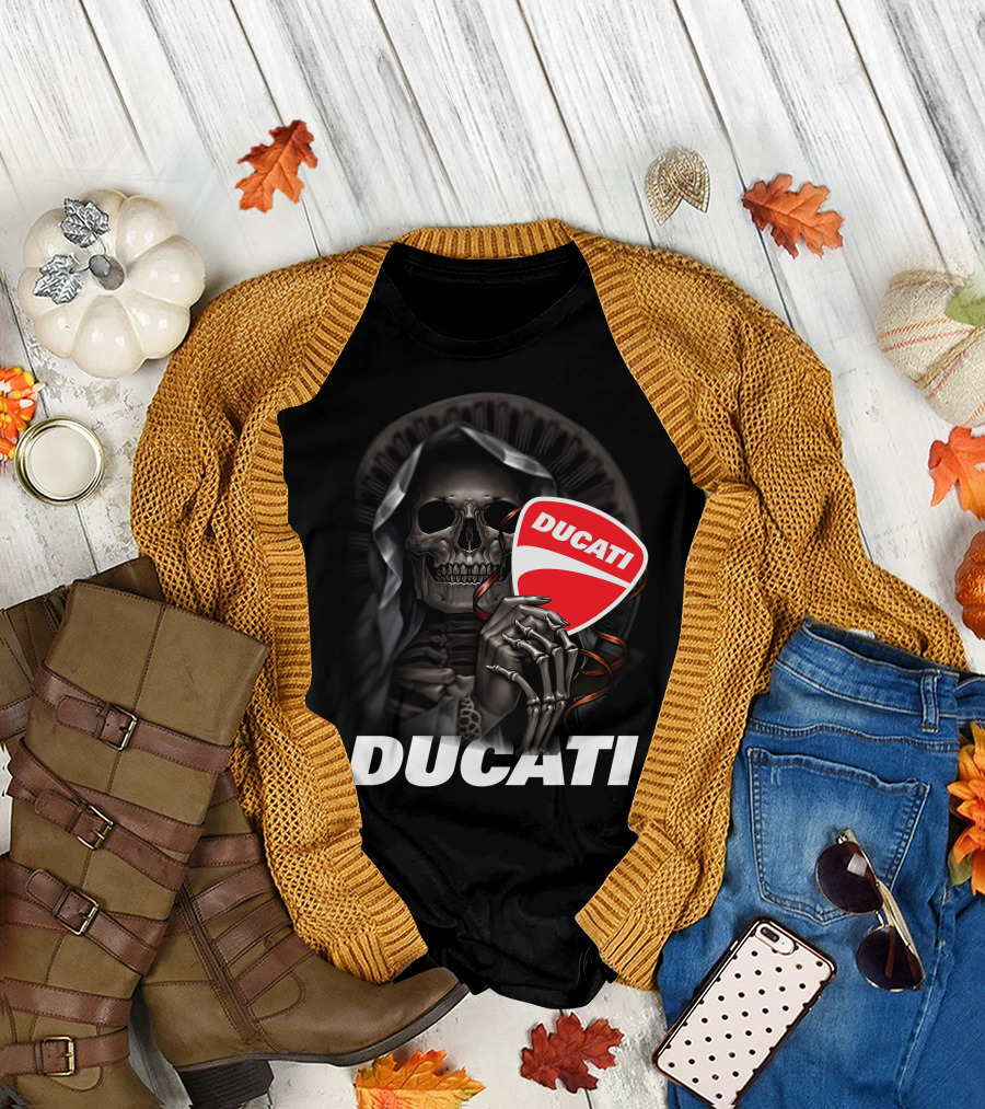 Ducati Skeleton Holding Logo T-Shirt