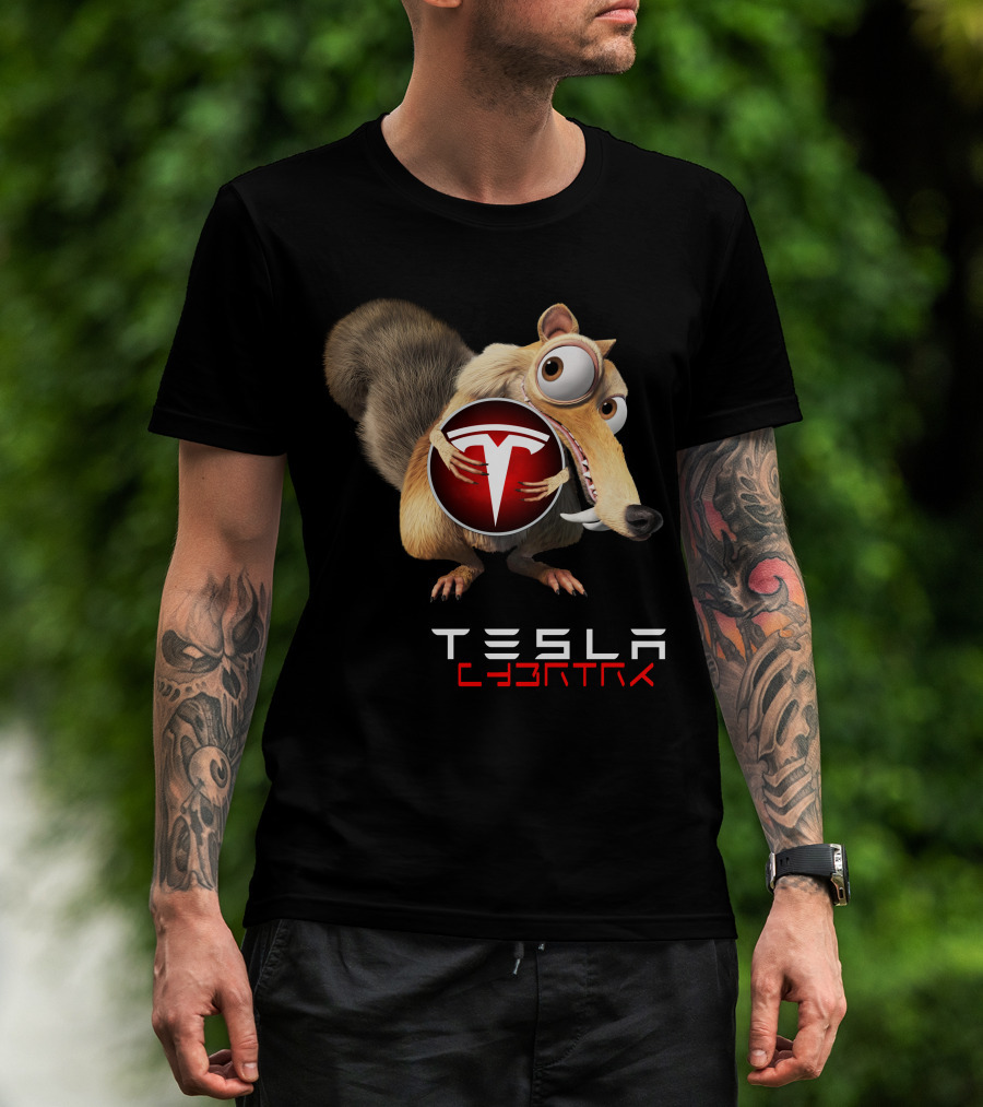 Tesla Cyb4Trk Ice Age Scrat Holding Tesla T-Shirt