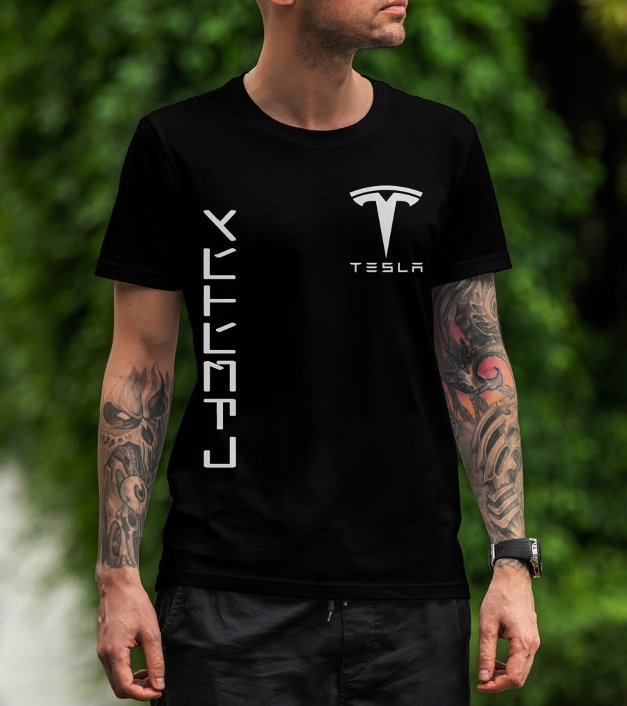Tesla Cyb10 Futuristic Typography T-Shirt