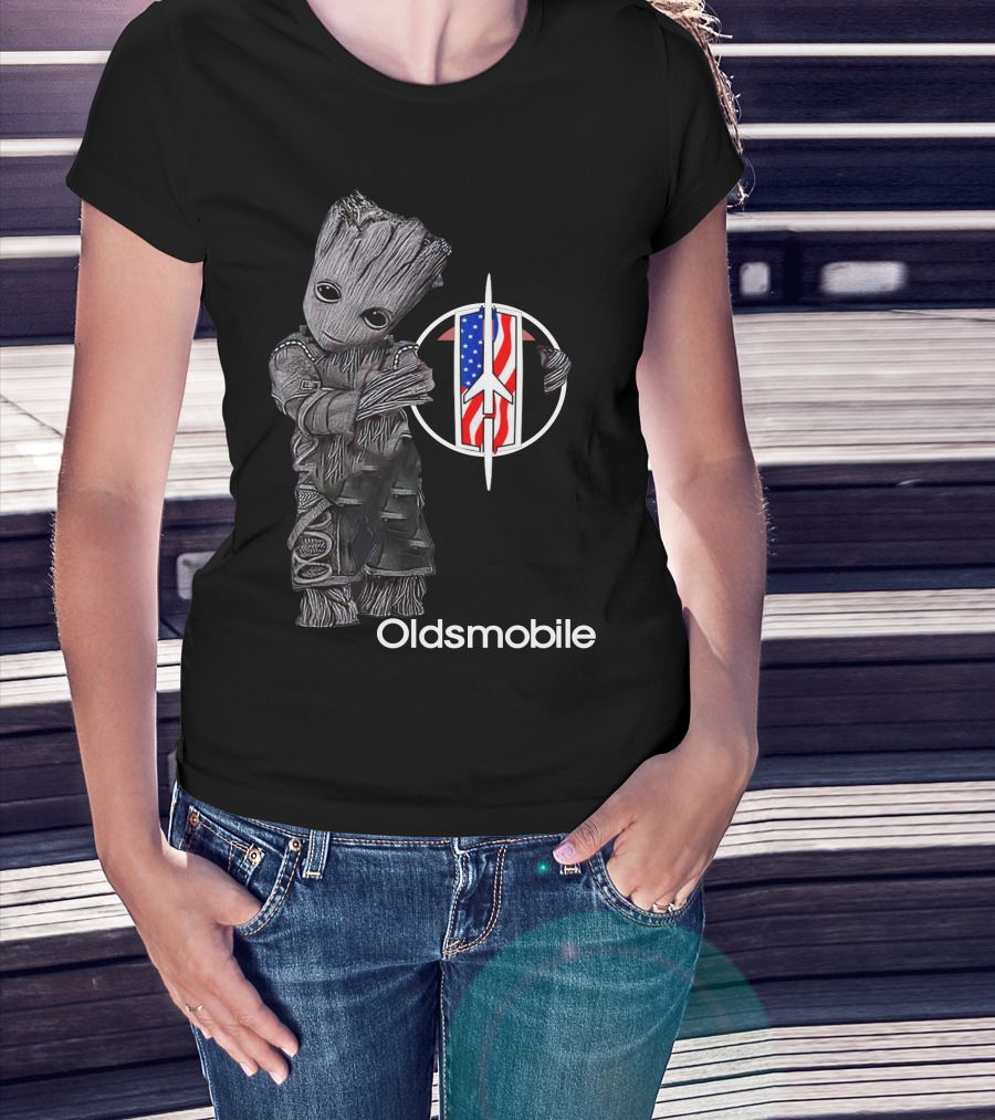 Oldsmobile Groot With Rocket Emblem And American Flag T-Shirt