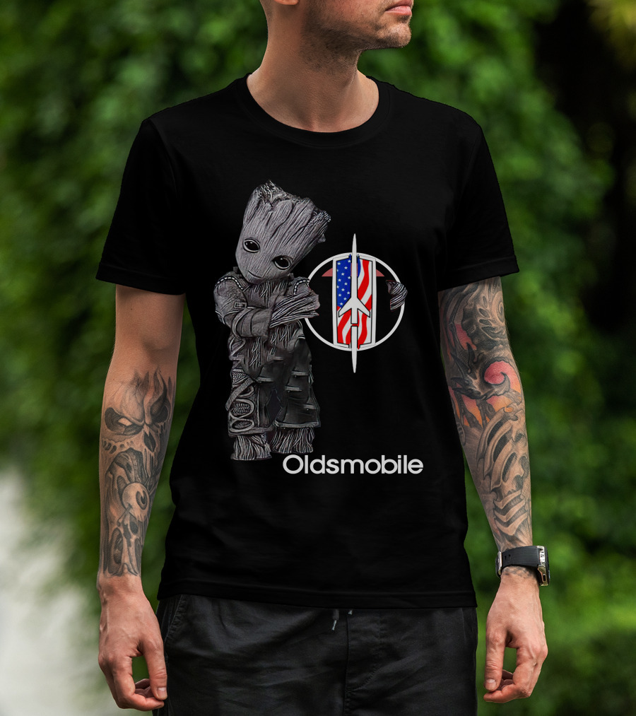 Oldsmobile Groot With Rocket Emblem And American Flag T-Shirt