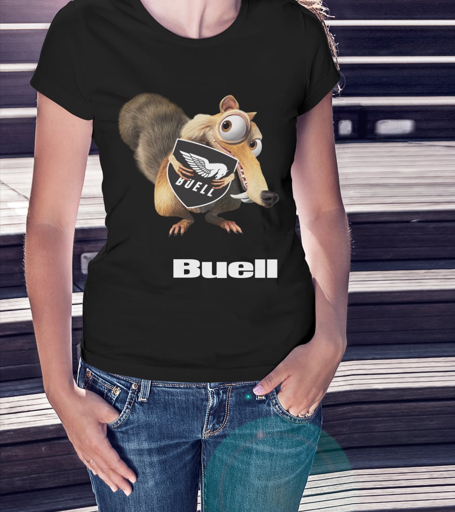 Buell Scrat Logo Iconic Character With Shield T-Shirt