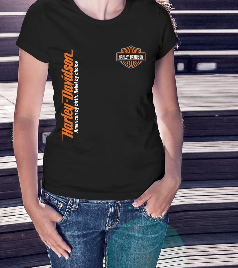 Harley Davidson American By Birth Rebel By Choice Motor Cycles T-Shirt