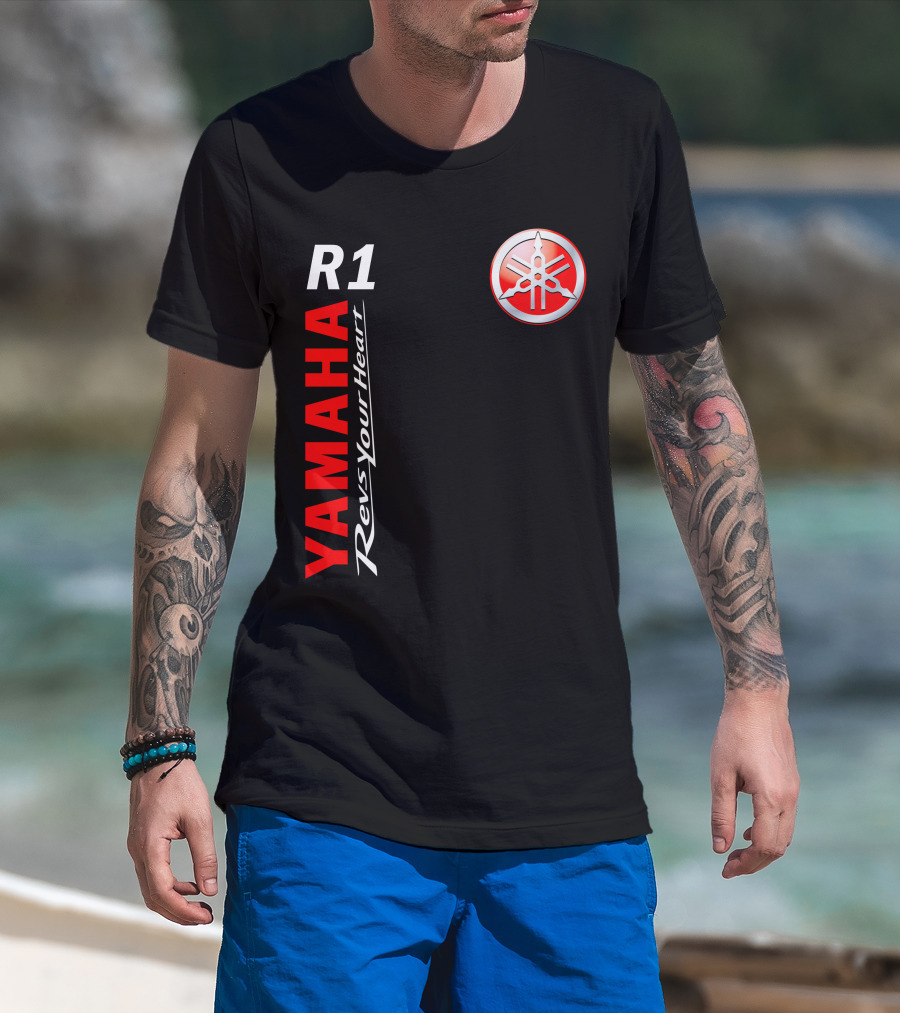 Yamaha R1 Revs Your Heart Vertical T-Shirt