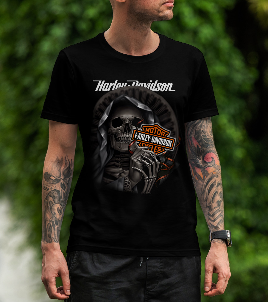 Harley Davidson Grim Reaper Skull Holding T-Shirt