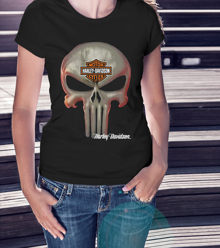 Punisher Skull Harley Davidson Motorcycles T-Shirt