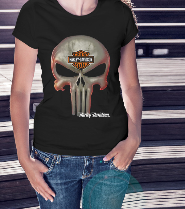 Punisher Skull Harley Davidson Motorcycles T-Shirt