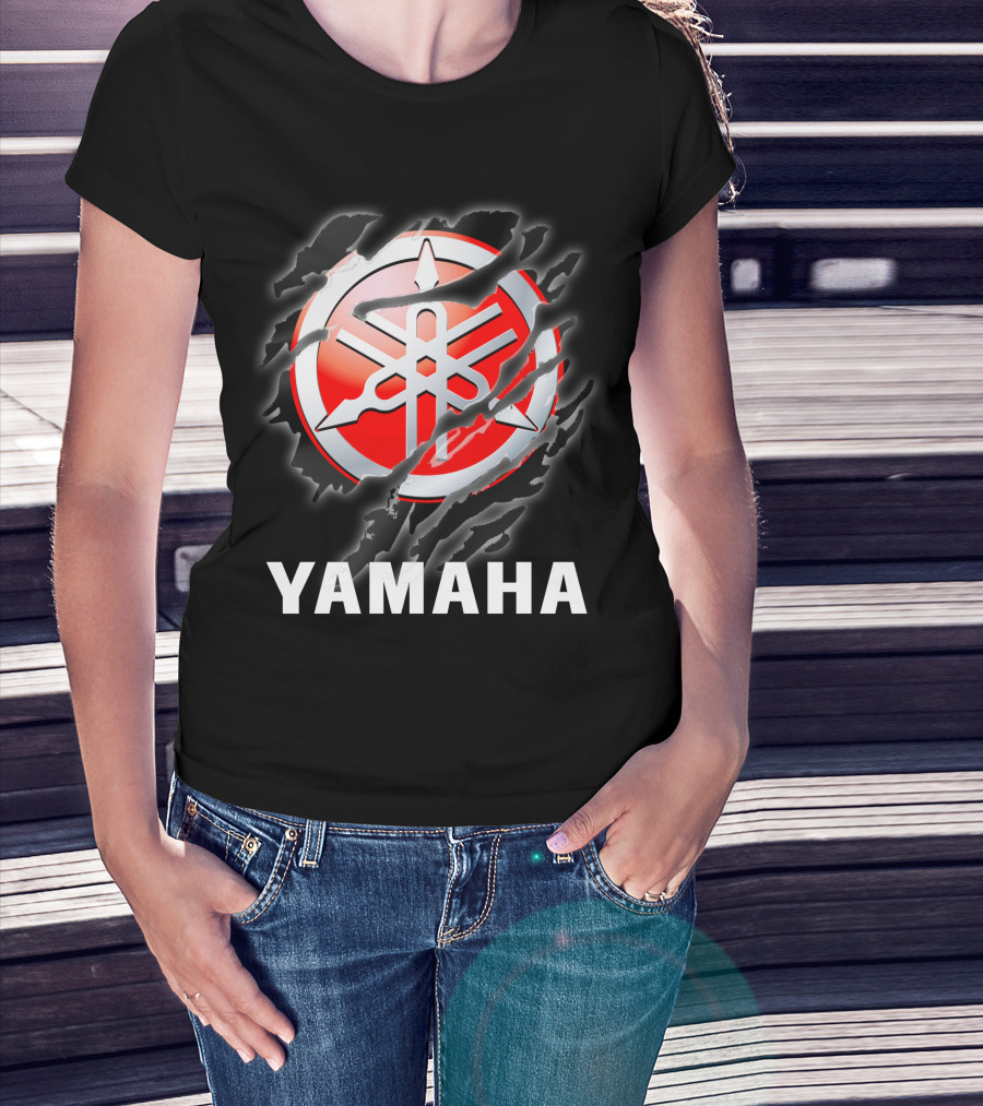 Yamaha Red And White Logo With Claw Marks T-Shirt