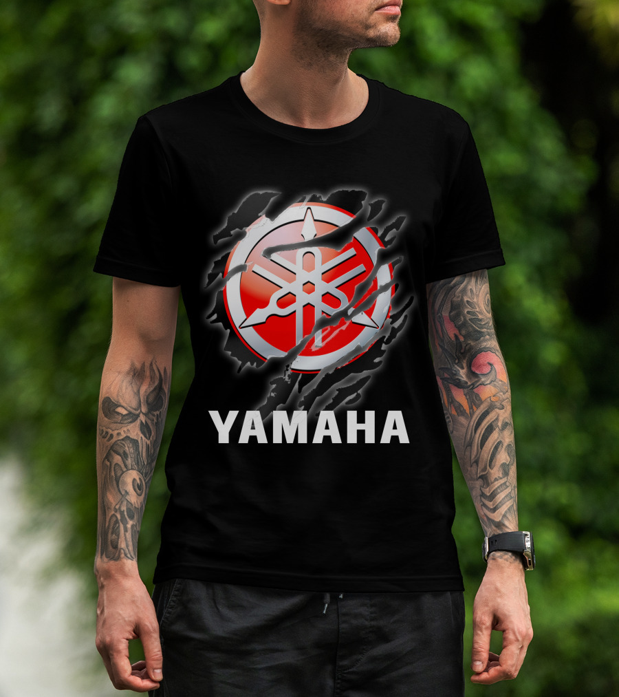 Yamaha Red And White Logo With Claw Marks T-Shirt