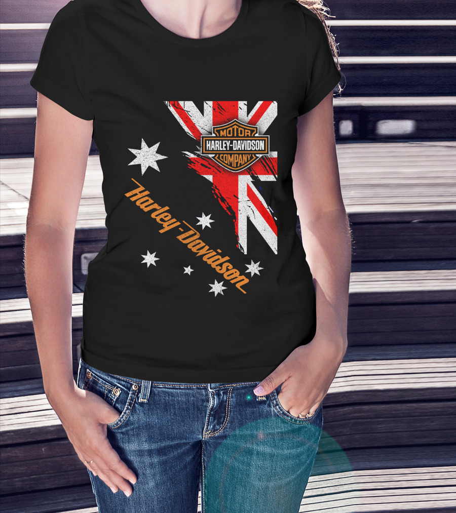 Harley Davidson Motor Company Australia Union Jack Stars T-Shirt