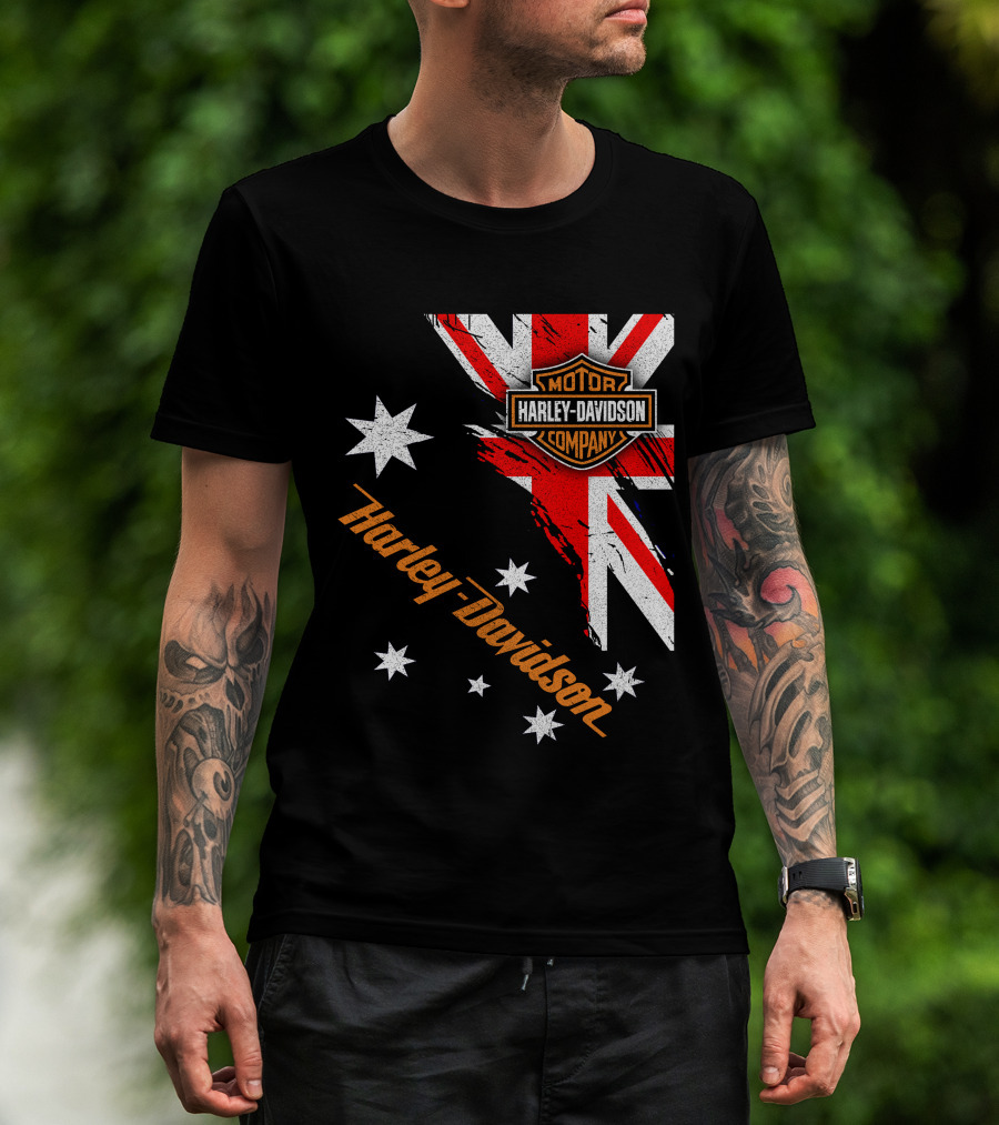 Harley Davidson Motor Company Australia Union Jack Stars T-Shirt