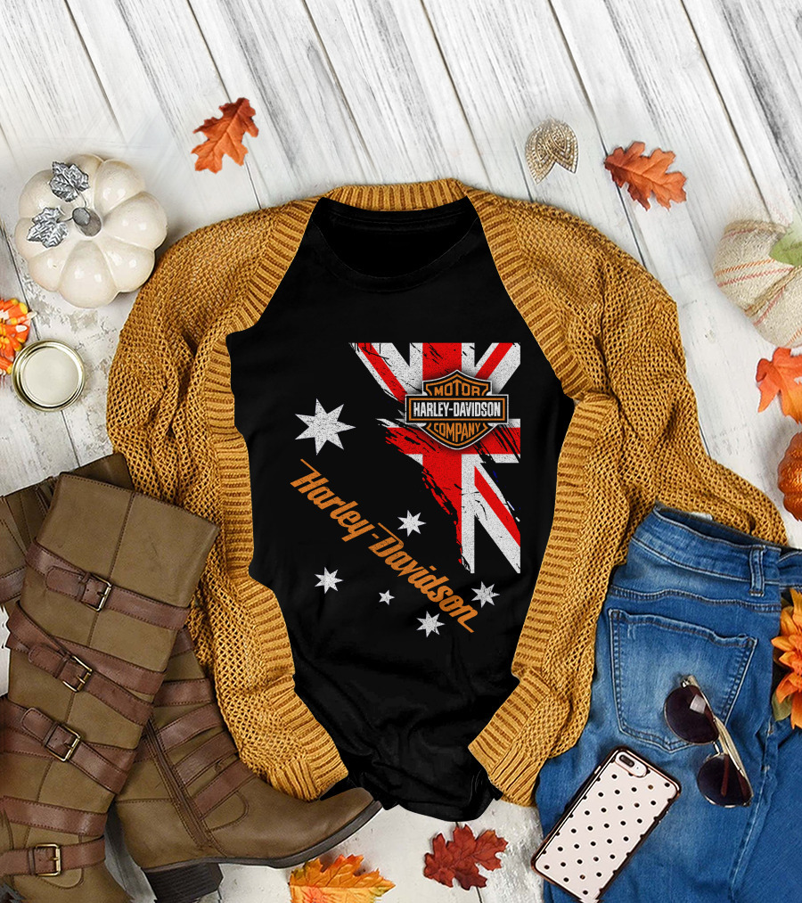 Harley Davidson Motor Company Australia Union Jack Stars T-Shirt