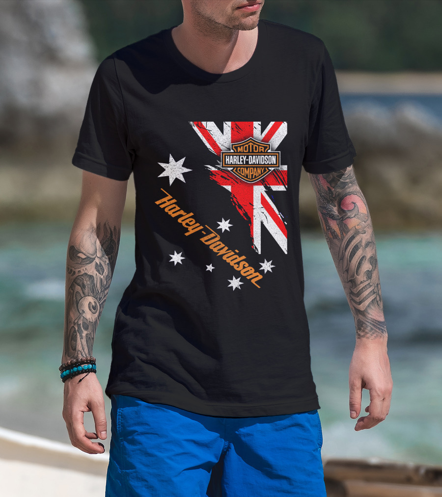 Harley Davidson Motor Company Australia Union Jack Stars T-Shirt