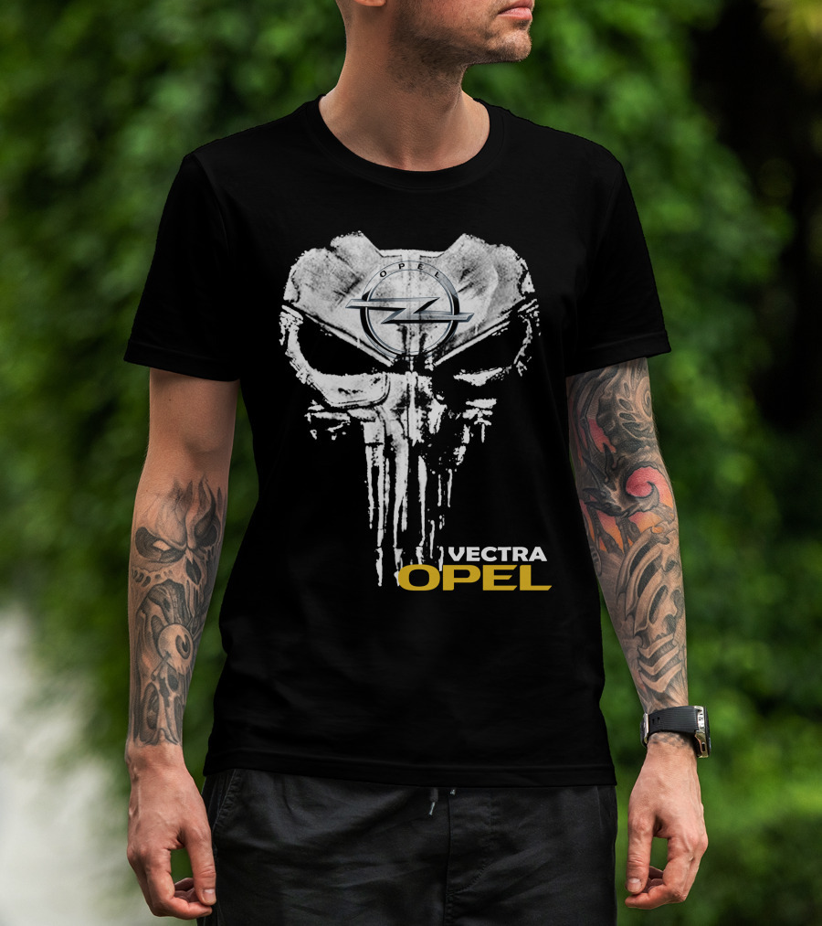 Opel Vectra Logo With Skull Motif T-Shirt