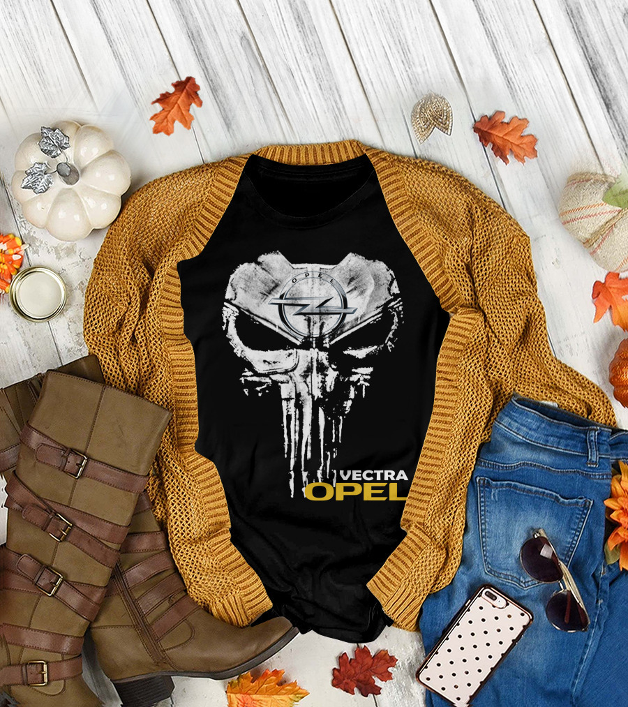 Opel Vectra Logo With Skull Motif T-Shirt