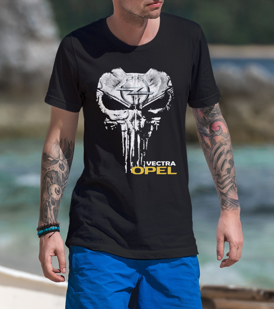 Opel Vectra Logo With Skull Motif T-Shirt