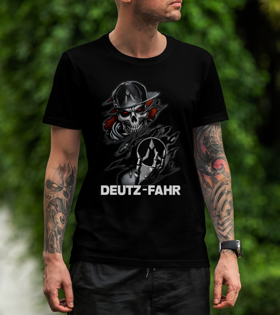 Deutz-Fahr Skull In Hat With Reflective Mask T-Shirt