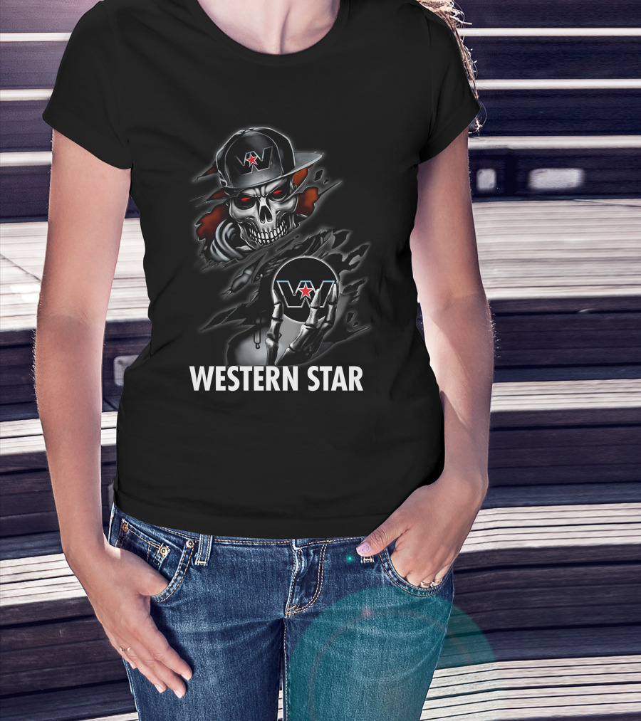 Western Star Skeleton With Hat And Logo T-Shirt