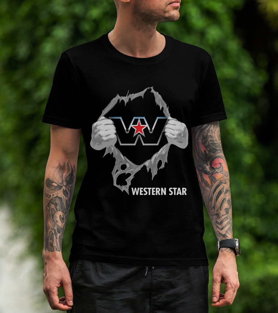 Western Star W Logo With Red Star And Hands T-Shirt