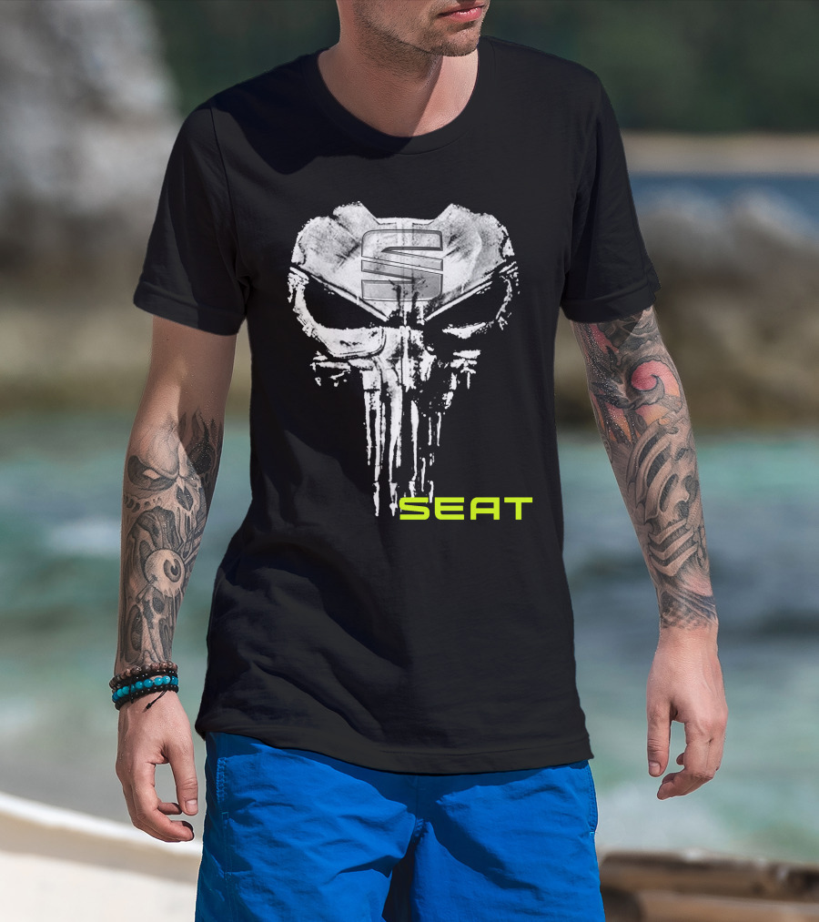 Seat Skull Logo Punisher Style T-Shirt