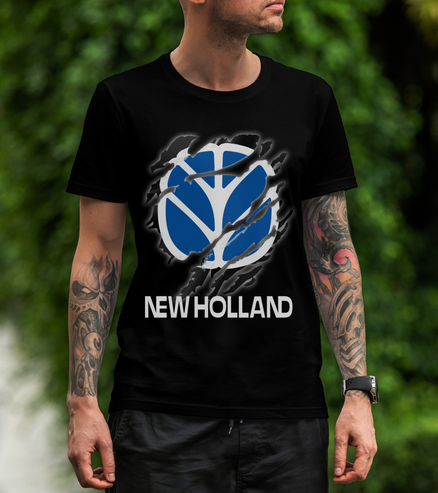 New Holland Blue Logo Ripped Effect T-Shirt