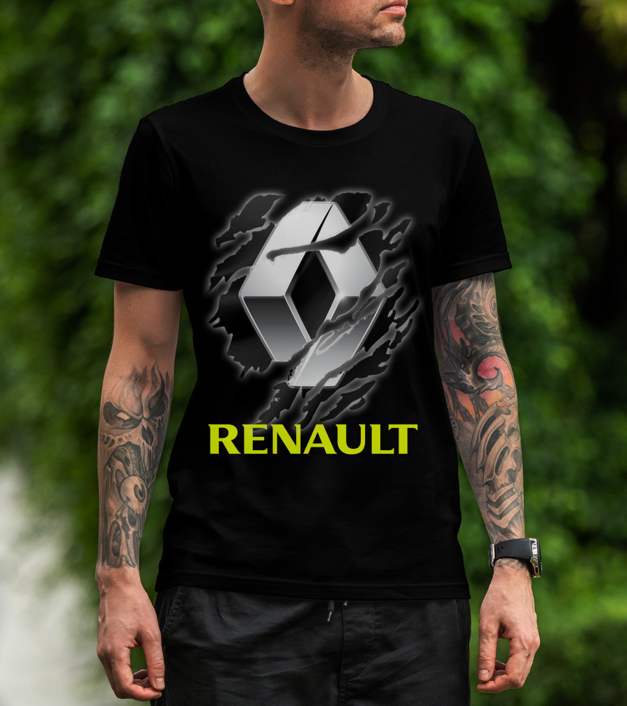 Renault Logo In Dynamic Claw Effect With Dark T-Shirt