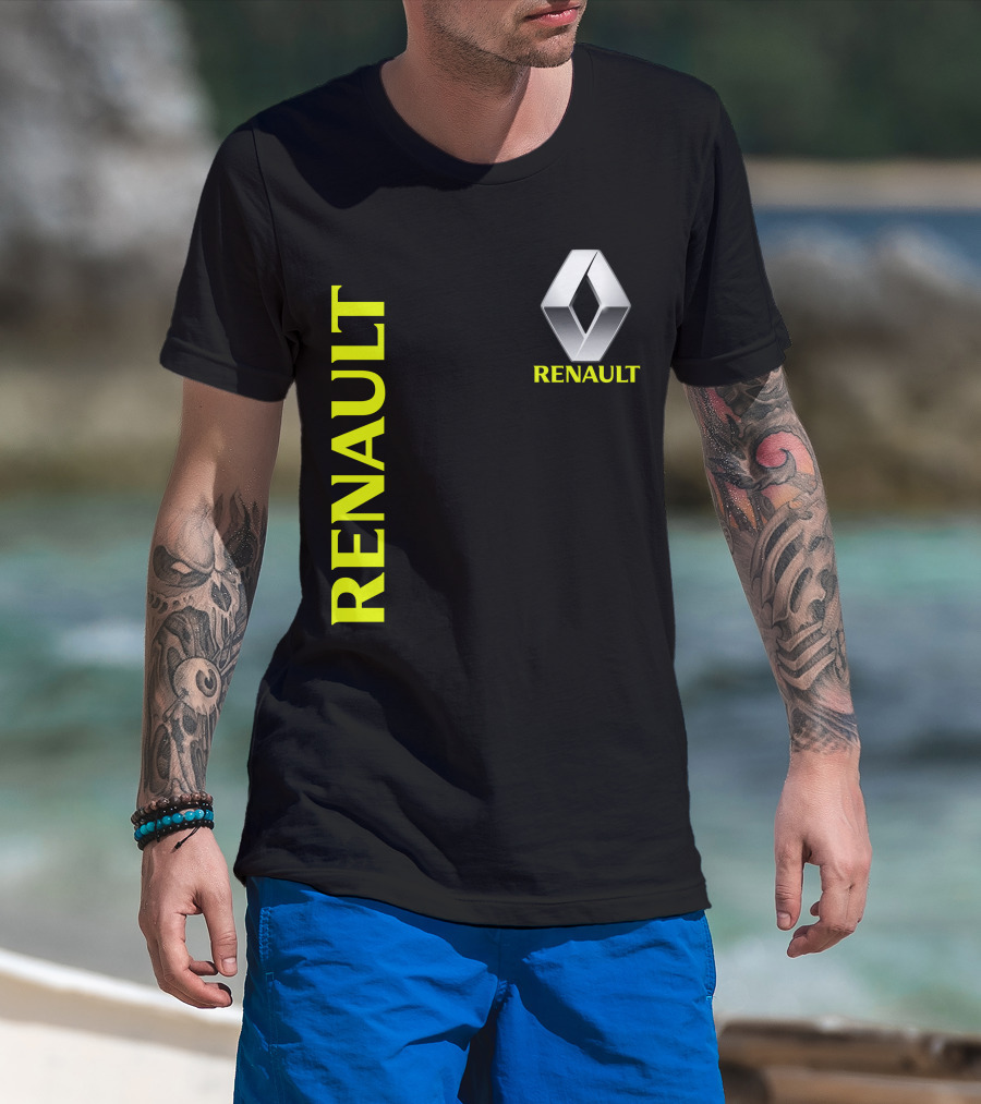Renault Silver Diamond Logo Black T-Shirt