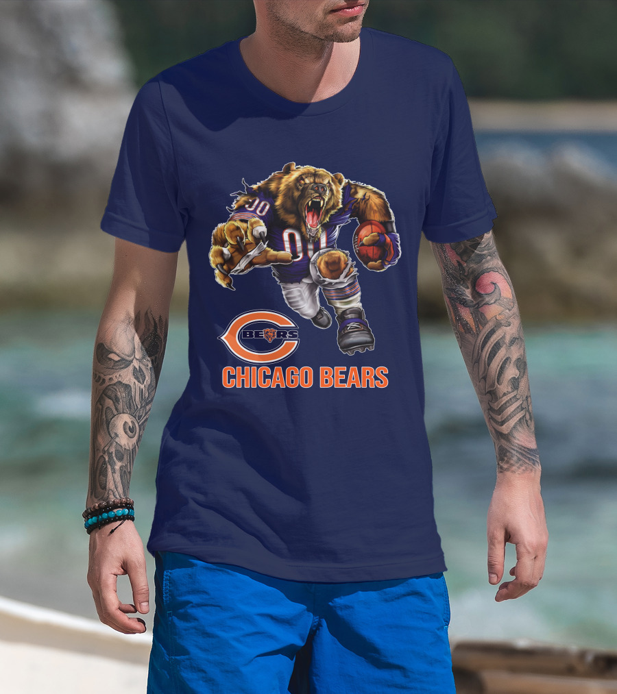 Chicago Bears 00 Roaring Football Beast T-Shirt