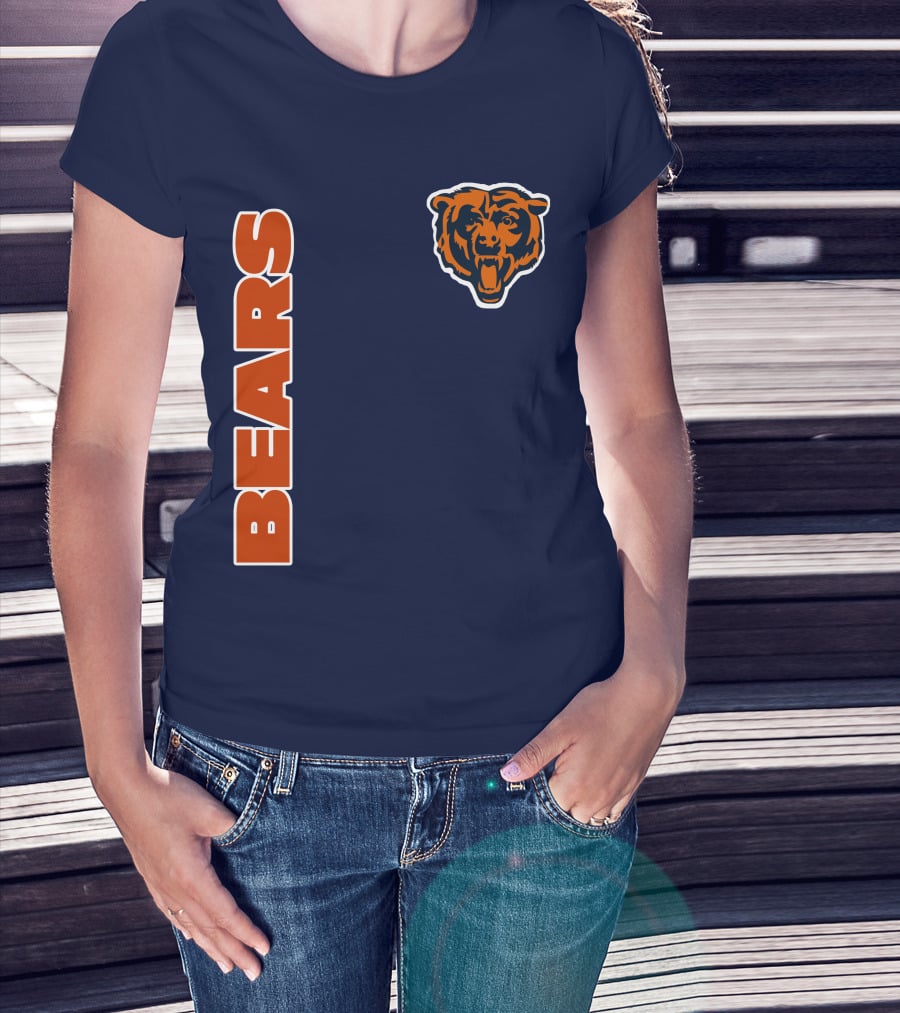 Bears Logo Navy Orange Classic Style T-Shirt