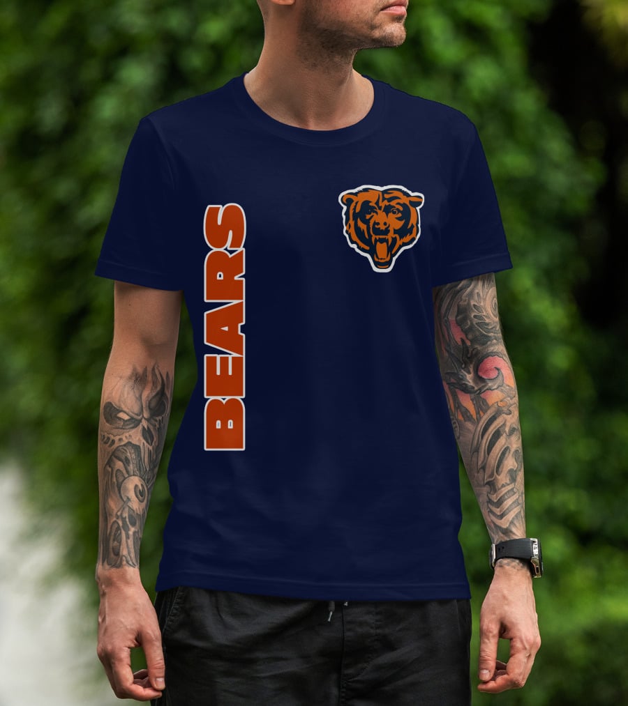 Bears Logo Navy Orange Classic Style T-Shirt
