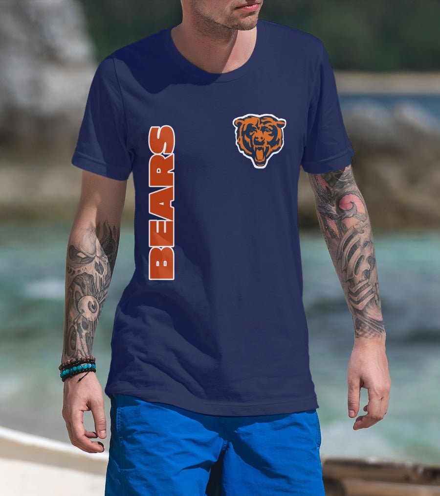 Bears Logo Navy Orange Classic Style T-Shirt
