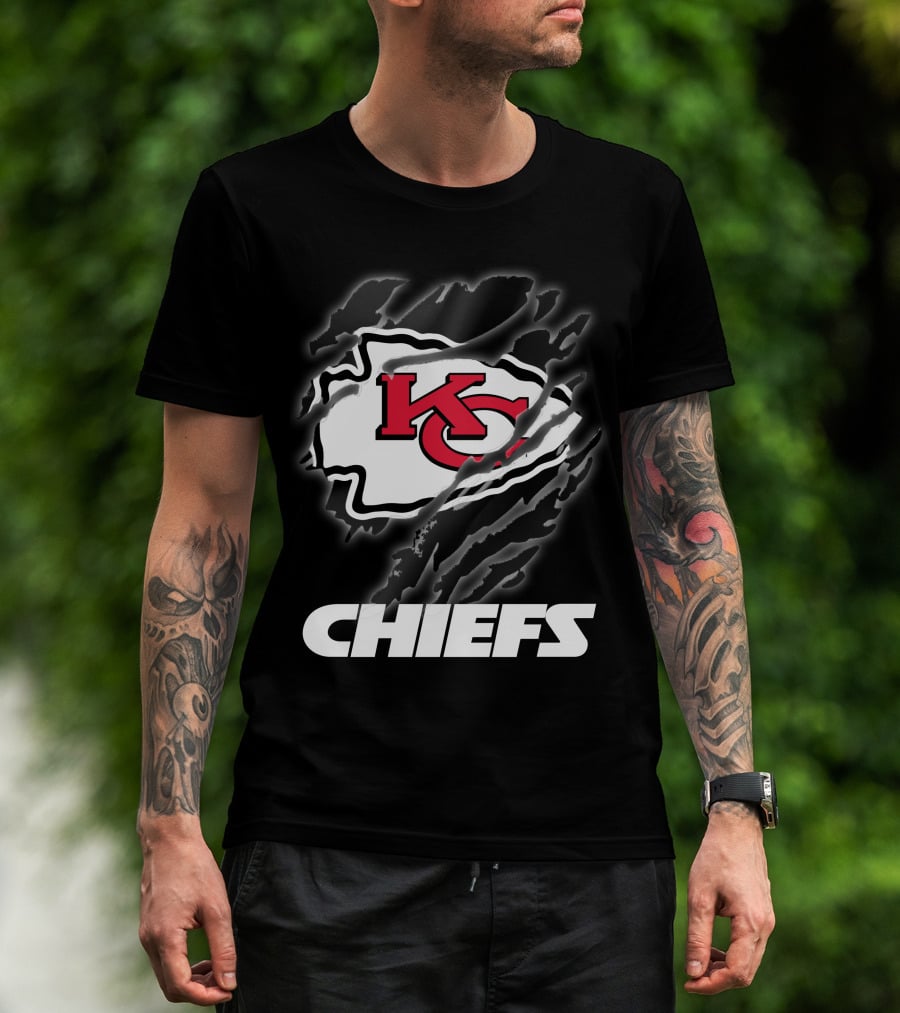 Chiefs Kc Red Emblem With Claw Marks T-Shirt