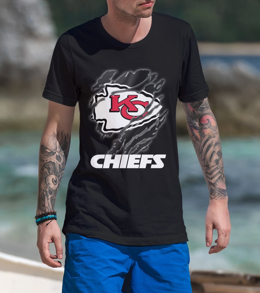 Chiefs Kc Red Emblem With Claw Marks T-Shirt