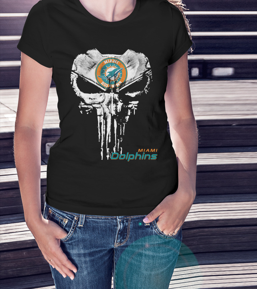 Miami Dolphins Skull Emblem T-Shirt